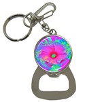 Psychedelic Pink And Red Hibiscus Flower Bottle Opener Key Chains Front