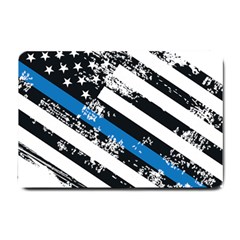 Usa Flag The Thin Blue Line I Back The Blue Usa Flag Grunge On White Background Small Doormat  by snek