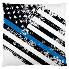 Usa Flag The Thin Blue Line I Back The Blue Usa Flag Grunge On White Background Large Cushion Case (two Sides) by snek