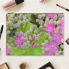 Hot Pink Succulent Sedum With Fleshy Green Leaves Cosmetic Bag (xl) by myrubiogarden