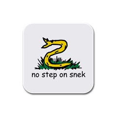 No Step On Snek Gadsden Flag Meme Parody On White Background Rubber Square Coaster (4 Pack)  by snek