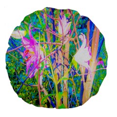 Abstract Oriental Lilies In My Rubio Garden Large 18  Premium Flano Round Cushions by myrubiogarden