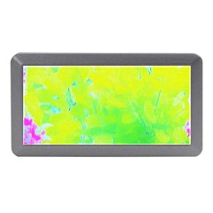 Fluorescent Yellow And Pink Abstract Garden Foliage Memory Card Reader (mini) by myrubiogarden