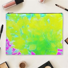 Fluorescent Yellow And Pink Abstract Garden Foliage Cosmetic Bag (xl) by myrubiogarden