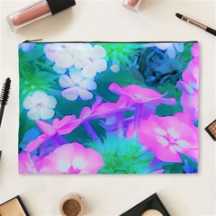 Pink, Green, Blue And White Garden Phlox Flowers Cosmetic Bag (xl) by myrubiogarden