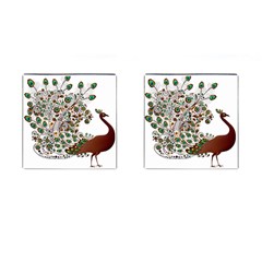 Peacock Graceful Bird Animal Cufflinks (square) by Wegoenart