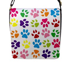 Paw Print Paw Prints Background Flap Closure Messenger Bag (l) by Wegoenart