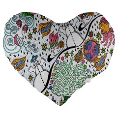 Sledscape Large 19  Premium Flano Heart Shape Cushions by chellerayartisans