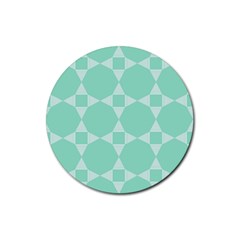 Mint Star Pattern Rubber Round Coaster (4 Pack)  by picsaspassion