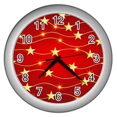 Background Christmas Decoration Wall Clock (silver) by Wegoenart