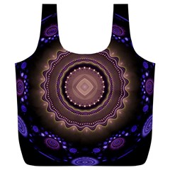 Fractal Neon Blue Energy Fantasy Full Print Recycle Bag (xl) by Wegoenart