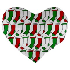 Stocking Background Large 19  Premium Heart Shape Cushions by Wegoenart