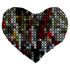 Christmas Cross Stitch Background Large 19  Premium Heart Shape Cushions by Wegoenart