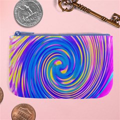 Cool Abstract Pink Blue And Yellow Twirl Liquid Art Large Coin Purse by myrubiogarden