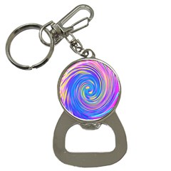 Cool Abstract Pink Blue And Yellow Twirl Liquid Art Bottle Opener Key Chains by myrubiogarden