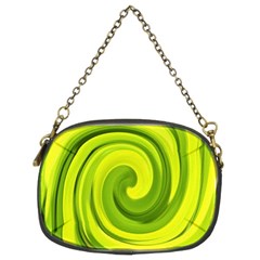 Groovy Abstract Green Liquid Art Swirl Painting Chain Purse (two Sides) by myrubiogarden