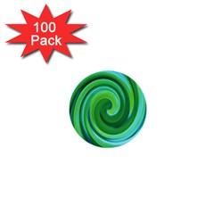 Groovy Abstract Turquoise Liquid Swirl Painting 1  Mini Buttons (100 Pack)  by myrubiogarden