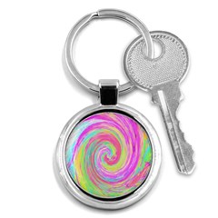 Groovy Abstract Pink And Blue Liquid Swirl Painting Key Chains (round)  by myrubiogarden