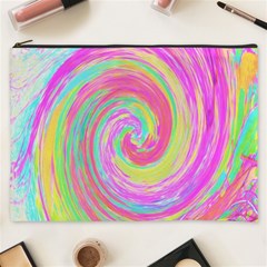 Groovy Abstract Pink And Blue Liquid Swirl Painting Cosmetic Bag (xxxl) by myrubiogarden