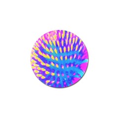 Pink, Blue And Yellow Abstract Coneflower Golf Ball Marker by myrubiogarden