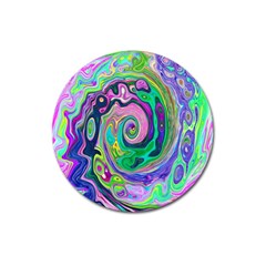 Groovy Abstract Aqua And Navy Lava Liquid Swirl Magnet 3  (round) by myrubiogarden