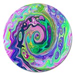 Groovy Abstract Aqua And Navy Lava Liquid Swirl Magnet 5  (Round) Front