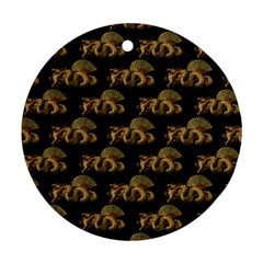 Dragon Motif Print Pattern Round Ornament (two Sides) by dflcprintsclothing