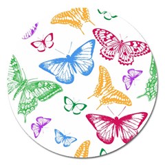 Butterfly Butterflies Vintage Magnet 5  (round) by Pakrebo