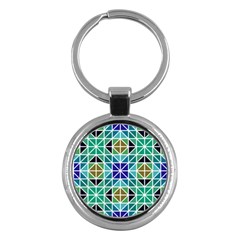 Mosaic Triangle Symmetry Key Chains (round)  by Pakrebo