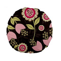 Flowers Wallpaper Floral Decoration Standard 15  Premium Round Cushions by Pakrebo