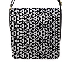 Geometric Tile Background Flap Closure Messenger Bag (l) by Pakrebo