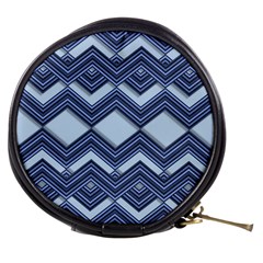 Textile Texture Fabric Zigzag Blue Mini Makeup Bag by Pakrebo