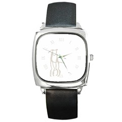 Eggja Stone Norway Petroglyph Kissing Couple Square Metal Watch by snek