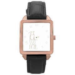 Eggja Stone Norway Petroglyph Kissing Couple Rose Gold Leather Watch  by snek