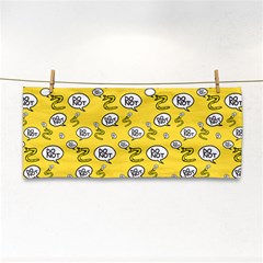 No Step On Snek Do Not Bubble Speech Pattern Yellow Background Meme Hand Towel by snek