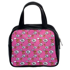 No Step On Snek Do Not Bubble Speech Pattern Pink Background Meme Classic Handbag (two Sides) by snek