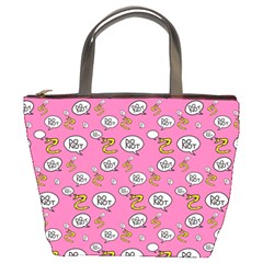 No Step On Snek Do Not Bubble Speech Pattern Pink Background Meme Bucket Bag by snek