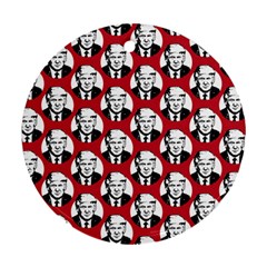 Trump Retro Face Pattern Maga Red Us Patriot Round Ornament (two Sides) by snek