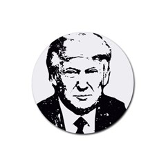 Trump Retro Face Pattern Maga Black And White Us Patriot Rubber Round Coaster (4 Pack)  by snek