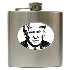 Trump Retro Face Pattern Maga Black And White Us Patriot Hip Flask (6 Oz) by snek