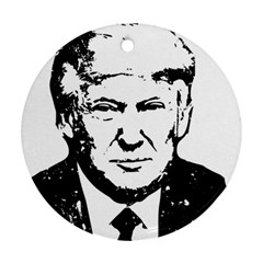 Trump Retro Face Pattern Maga Black And White Us Patriot Round Ornament (two Sides) by snek