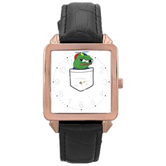 Apu Apustaja Crying Pepe The Frog Pocket Tee Kekistan Rose Gold Leather Watch  by snek