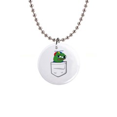 Apu Apustaja Crying Pepe The Frog Pocket Tee Kekistan 1  Button Necklace by snek