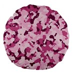 Standard Violet Pink Camouflage Army Military Girl Large 18  Premium Flano Round Cushions Front