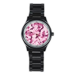 Standard Violet Pink Camouflage Army Military Girl Stainless Steel Round Watch by snek