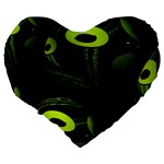 Fractal Fractals Green Ball Black Large 19  Premium Heart Shape Cushions Back