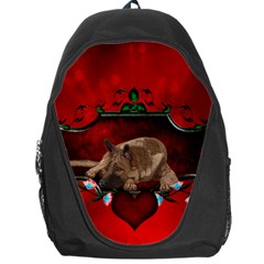 Wonderful German Shepherd With Heart And Flowers Backpack Bag by FantasyWorld7