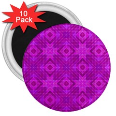 Magenta Mosaic Pattern Triangle 3  Magnets (10 Pack)  by Pakrebo