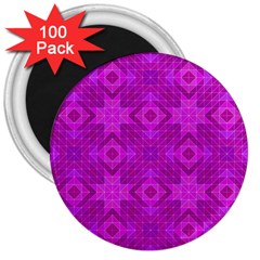 Magenta Mosaic Pattern Triangle 3  Magnets (100 Pack) by Pakrebo