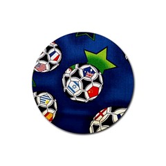 Textile Football Soccer Fabric Rubber Coaster (round)  by Pakrebo